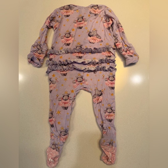 Posh Peanut Pink Hippo Print Kids Footie - Picture 6 of 7